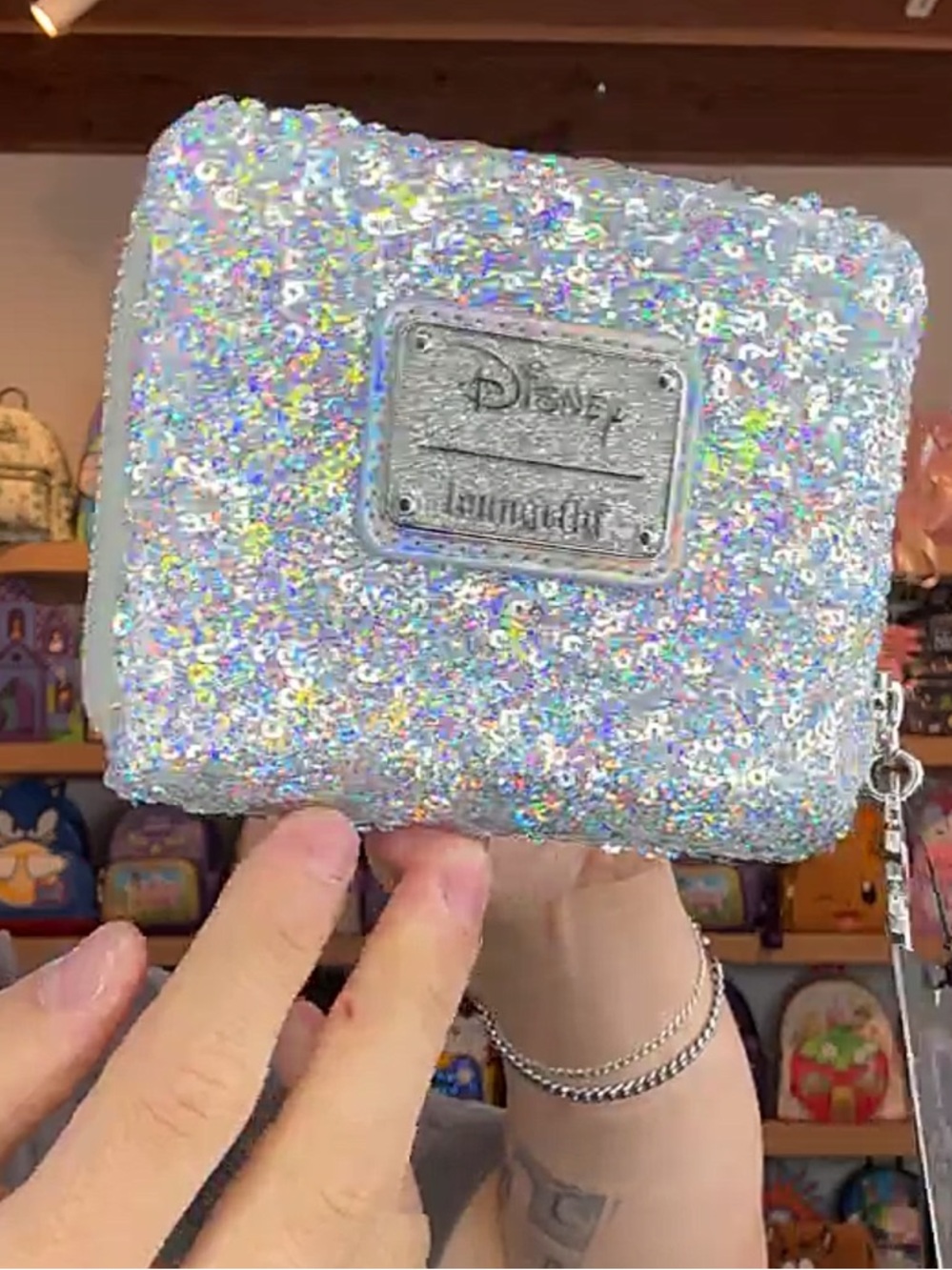 Loungefly Iridescent Holographic Sequin Wallet - Silver Sparkle